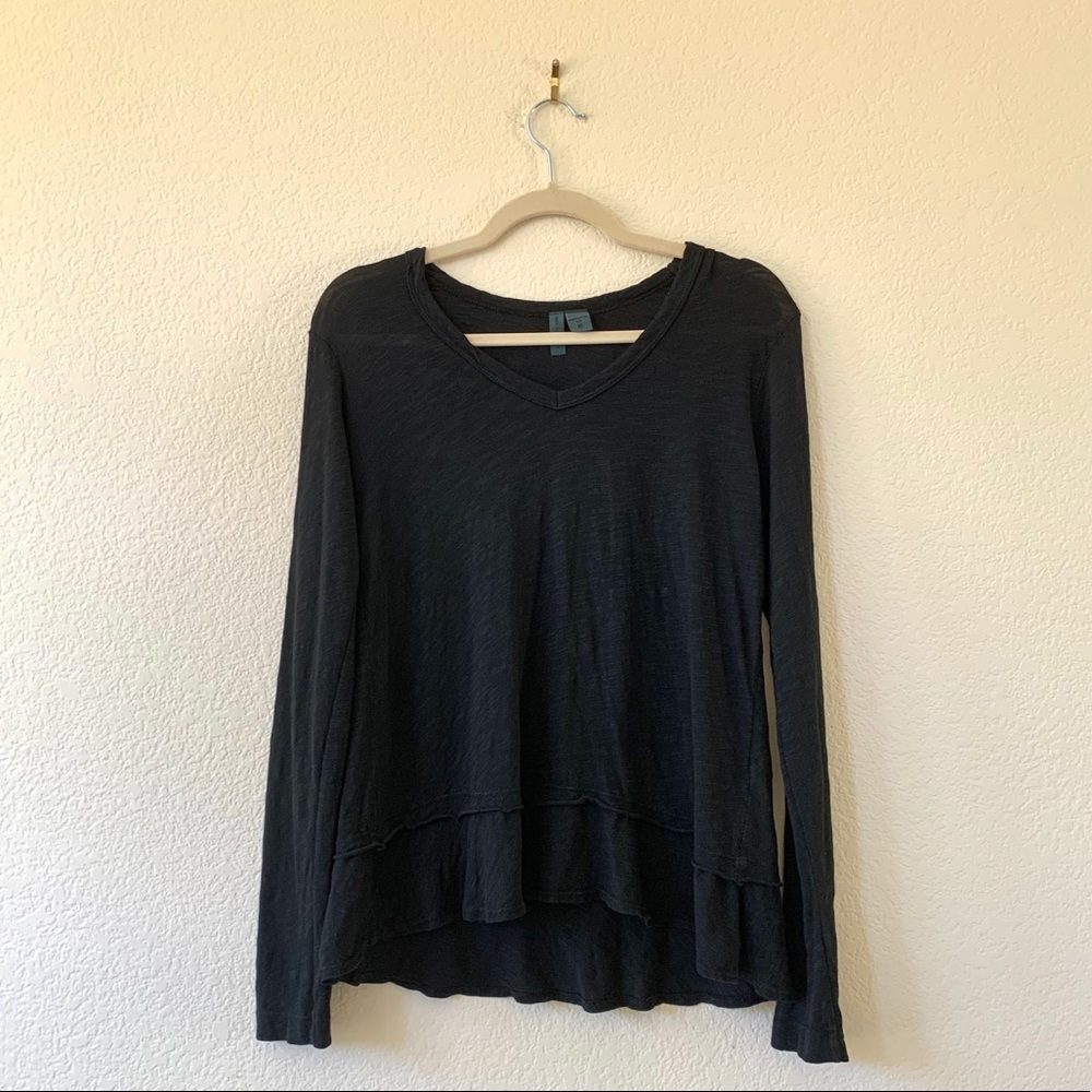 Anthropology Black Ruffle Top